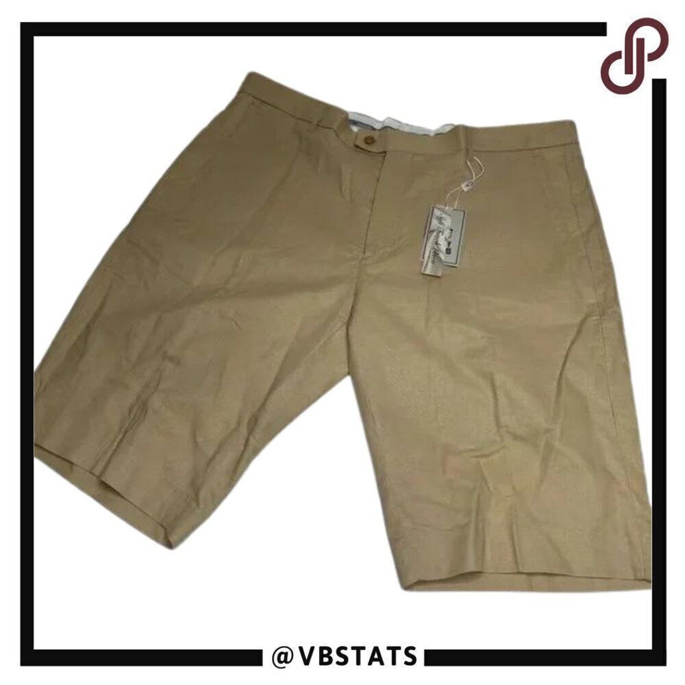 Stacy Adams Soft Touch‎ Linen Shorts in Khaki Tan Size 40W x 12IS (NWT)